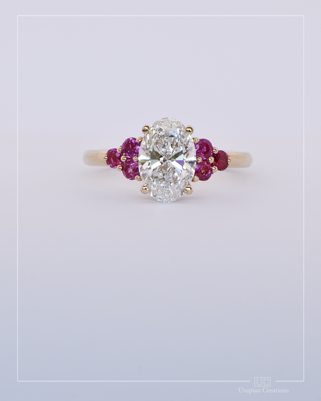 2ct Lab diamond and Mozambique rubies - Juniper Collection