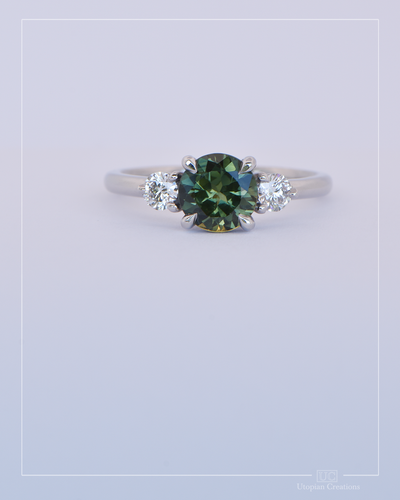 1.76ct Australian Green Sapphire Trilogy - Aster Collection
