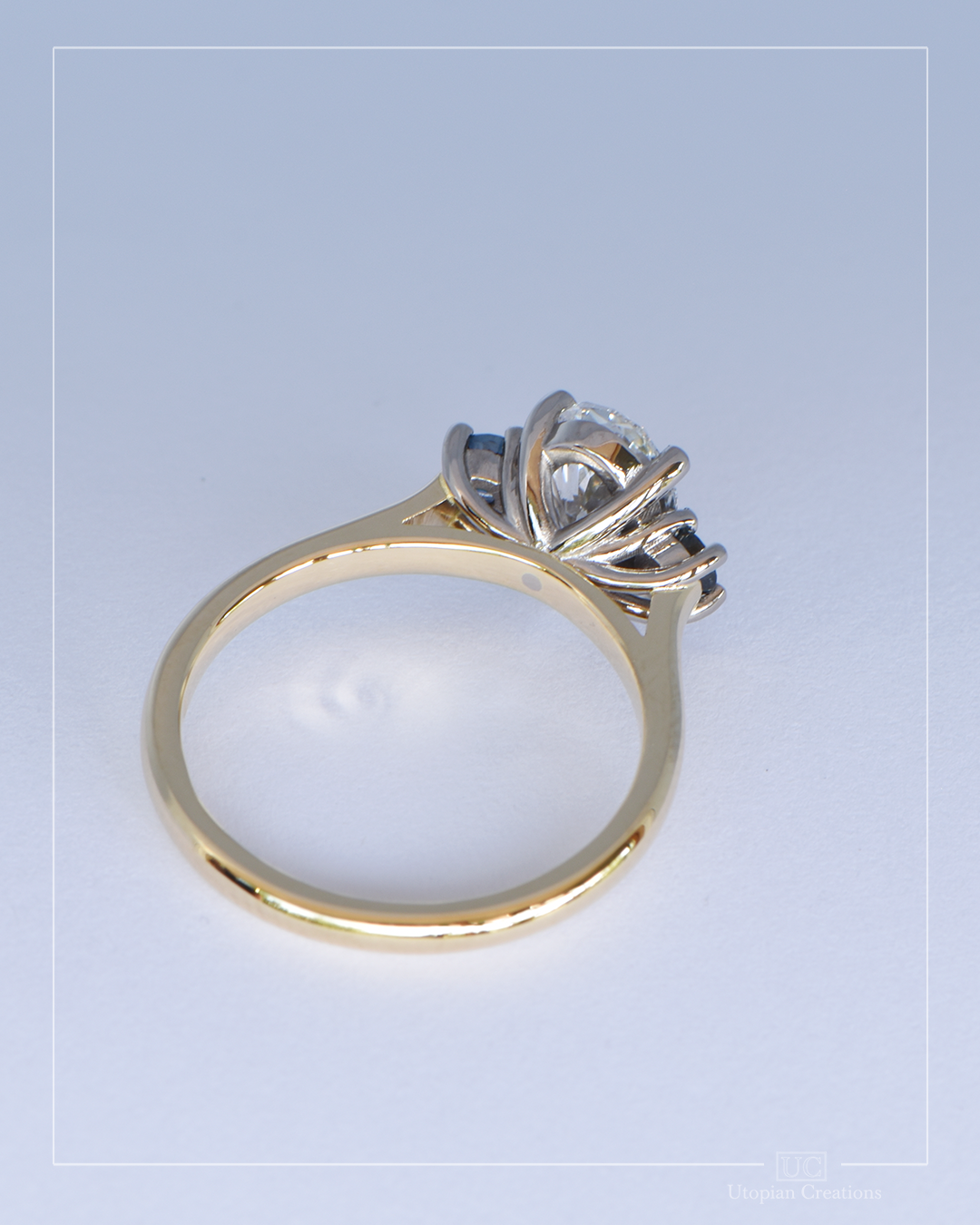 Phoenix - 1.52ct Lab Diamond and Australian Sapphire Engagement ring