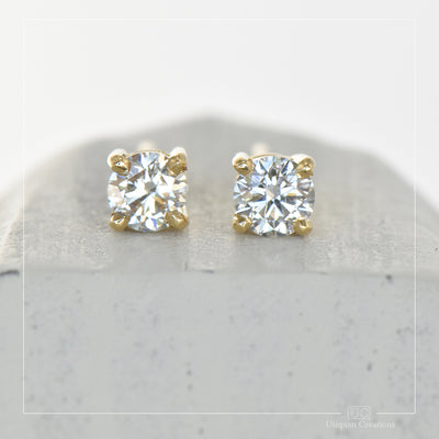 Four Claw Stud Earrings, Lab Diamonds, 0.34ct, Australian 18k Yellow Gold