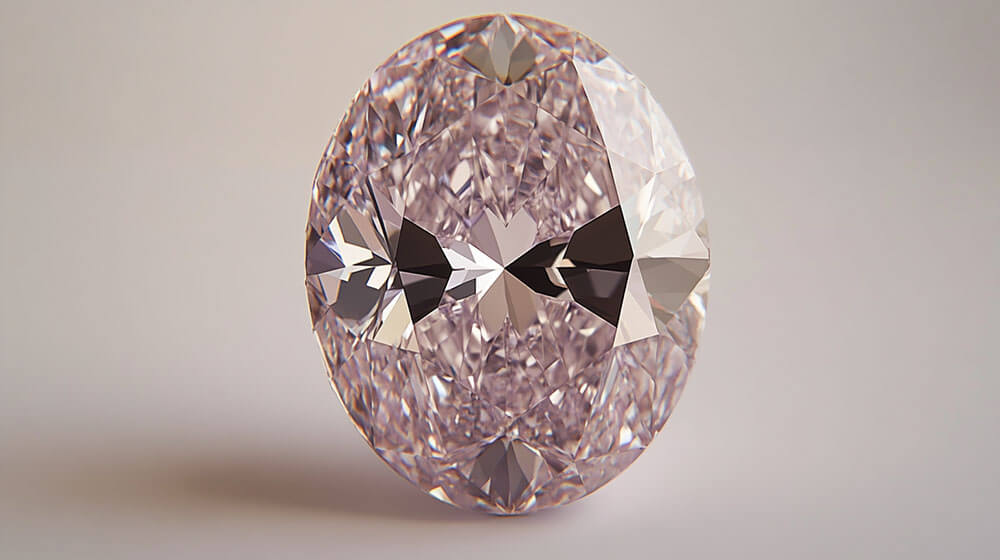 Oval pink diamond featuring the bow tie effect