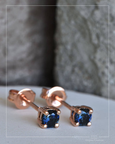 Australian Deep Teal Sapphire Earrings Rose Gold - 0.45ct