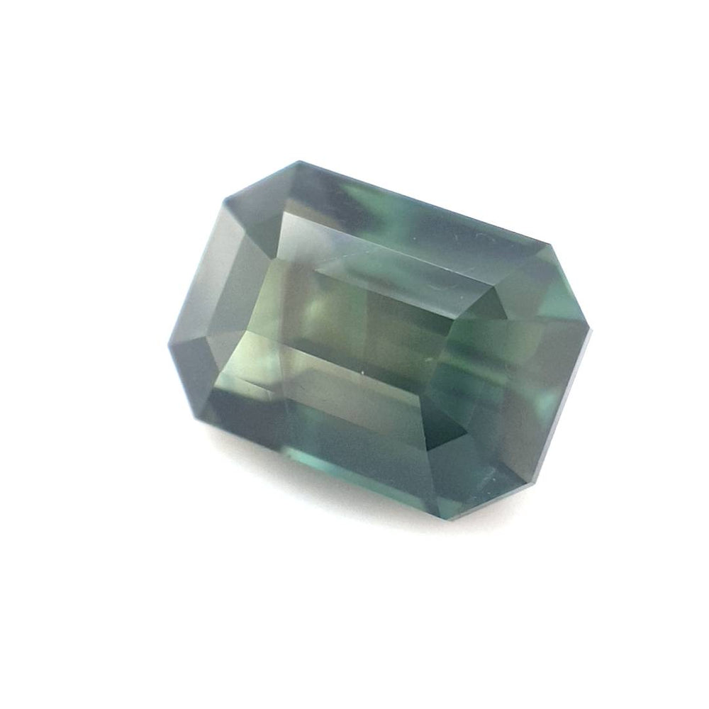 3.24ct Australian Sapphire, Blue, Green, Teal, Brown, Parti - Emerald Cut