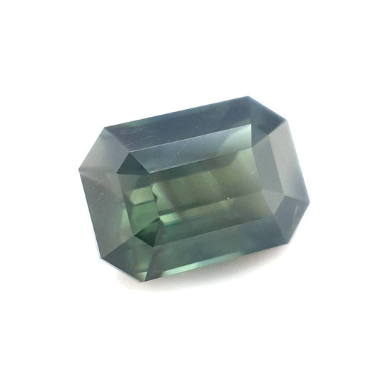 3.24ct Australian Sapphire, Blue, Green, Teal, Brown, Parti - Emerald Cut