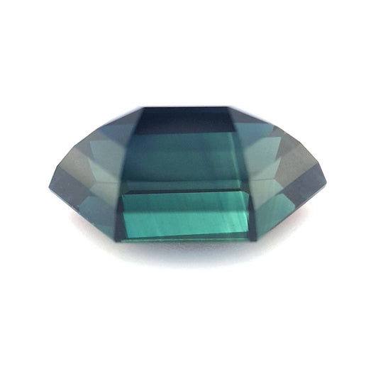 2.58ct Australian Sapphire, Deep Teal, Black - Elongated Hexagon