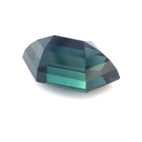 2.58ct Australian Sapphire, Deep Teal, Black - Elongated Hexagon