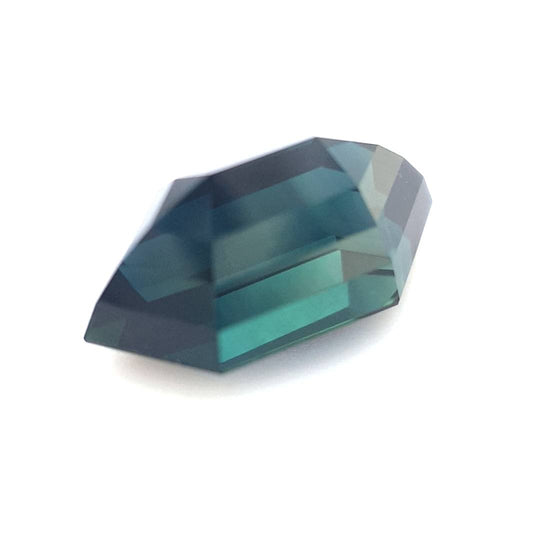 2.58ct Australian Sapphire, Deep Teal, Black - Elongated Hexagon