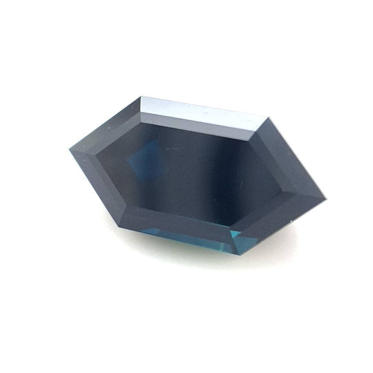 2.58ct Australian Sapphire, Deep Teal, Black - Elongated Hexagon