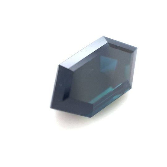 2.58ct Australian Sapphire, Deep Teal, Black - Elongated Hexagon