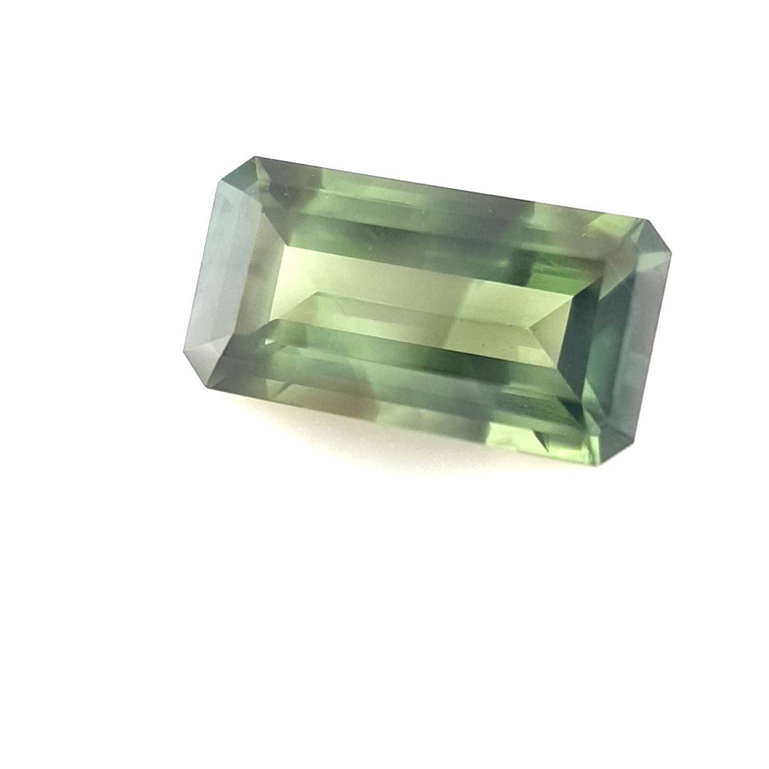 1.50ct Australian Sapphire, Green, Brown, Parti - Emerald Cut