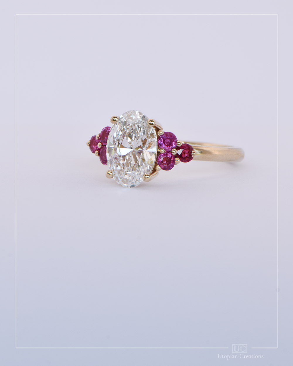 2ct Lab diamond and Mozambique rubies - Juniper Collection