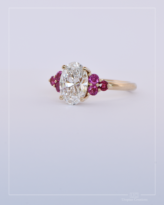 2ct Lab diamond and Mozambique rubies - Juniper Collection