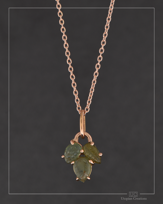 Arber Necklace - 18k Red Gold, Australian Sapphire Leaves
