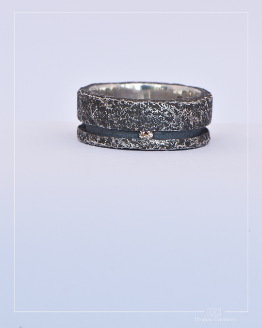 10mm Valen Ring - Sterling Silver &amp; Australian Argyle Champagne Diamond