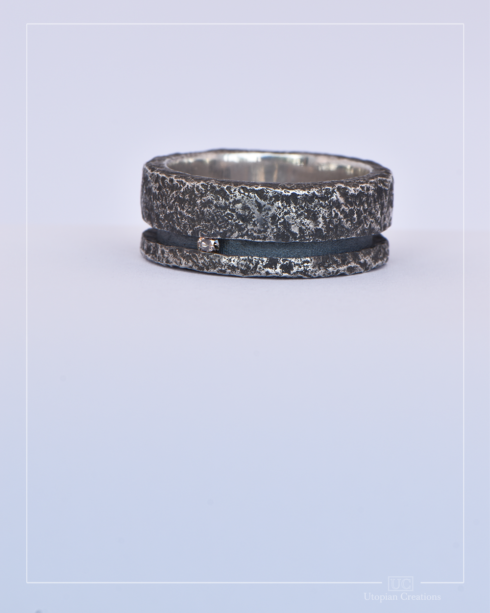 10mm Valen Ring - Sterling Silver & Australian Argyle Champagne Diamond