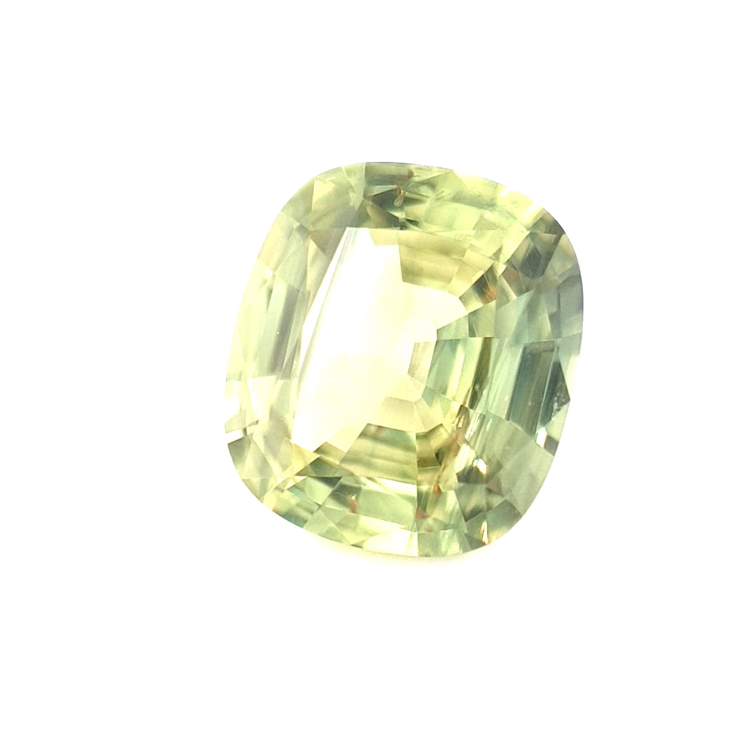 3.64ct Australian Parti Sapphire, Chartreuse, Yellow - Cushion