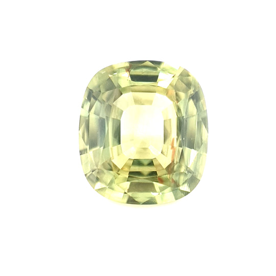 3.64ct Australian Parti Sapphire, Chartreuse, Yellow - Cushion