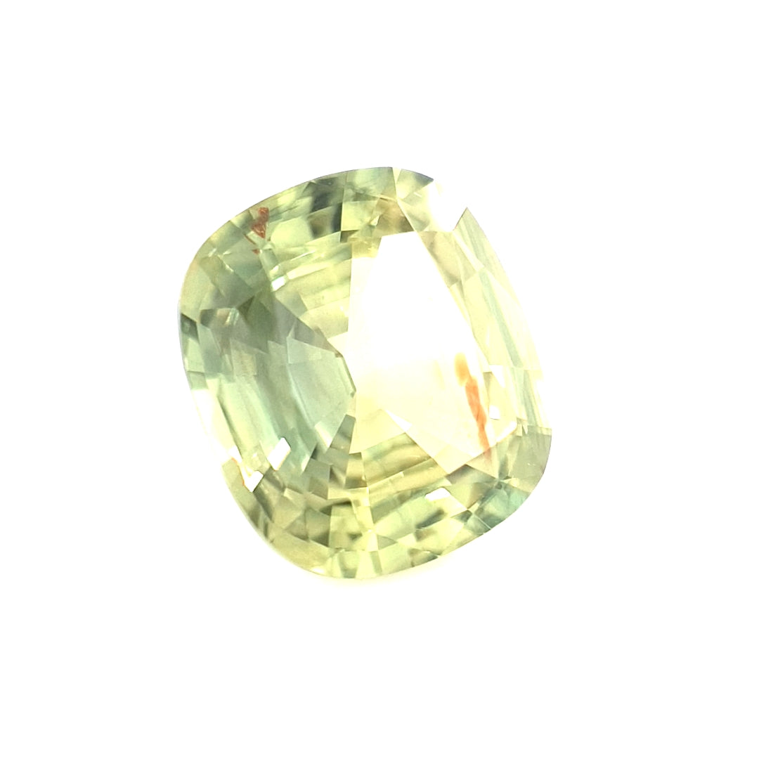 3.64ct Australian Parti Sapphire, Chartreuse, Yellow - Cushion