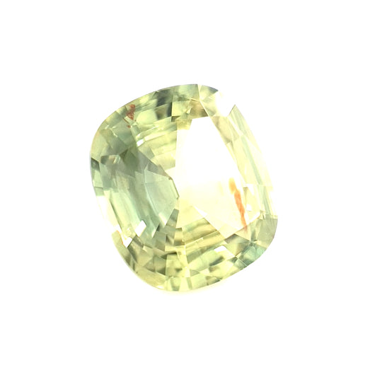 3.64ct Australian Parti Sapphire, Chartreuse, Yellow - Cushion