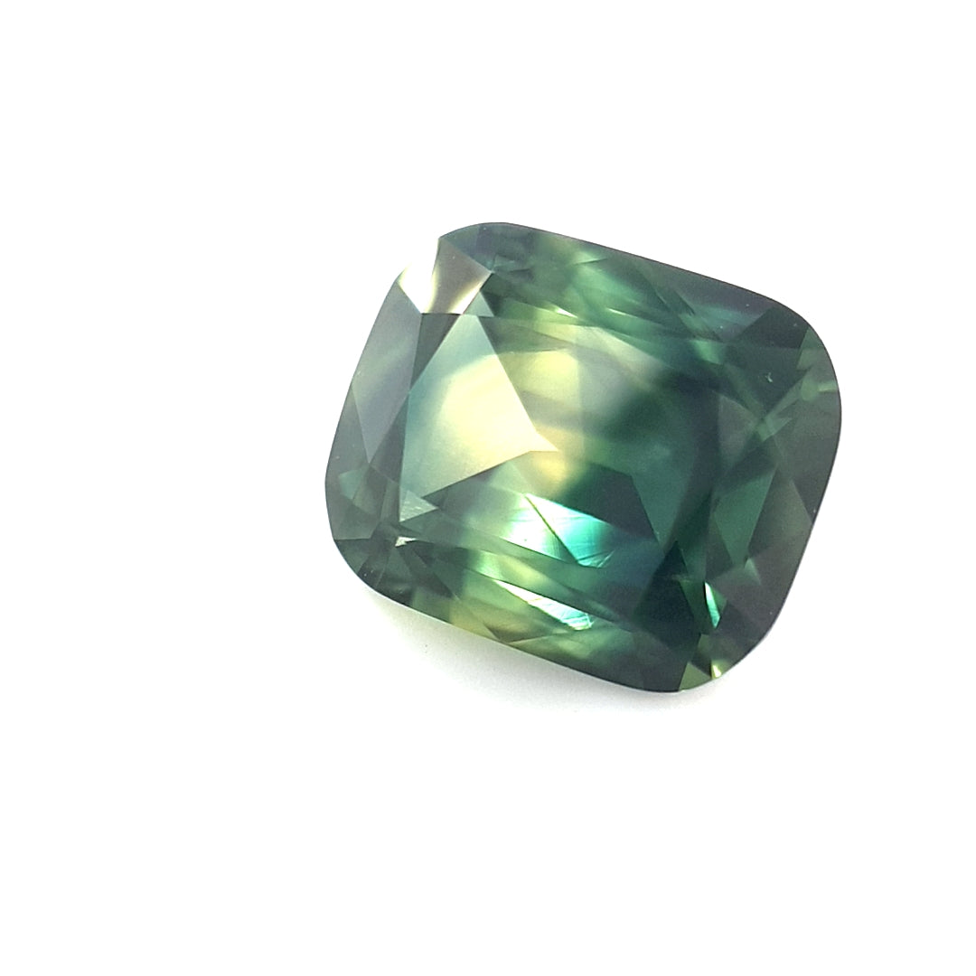 4.55ct Australian Parti Sapphire, Blue, Green, Yellow, Teal - Cushion