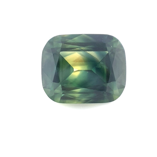 4.55ct Australian Parti Sapphire, Blue, Green, Yellow, Teal - Cushion