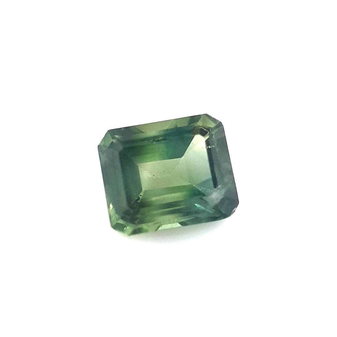 1.10ct Australian Sapphire, Parti, Green, Blue, Teal - Emerald Cut