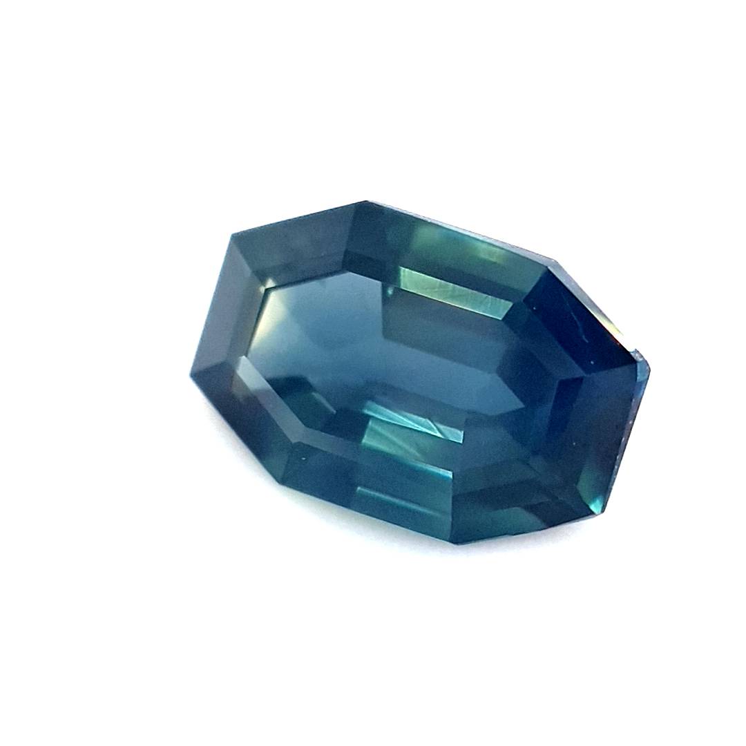 0.73ct Australian Sapphire, Blue, Teal Parti - Hexagon