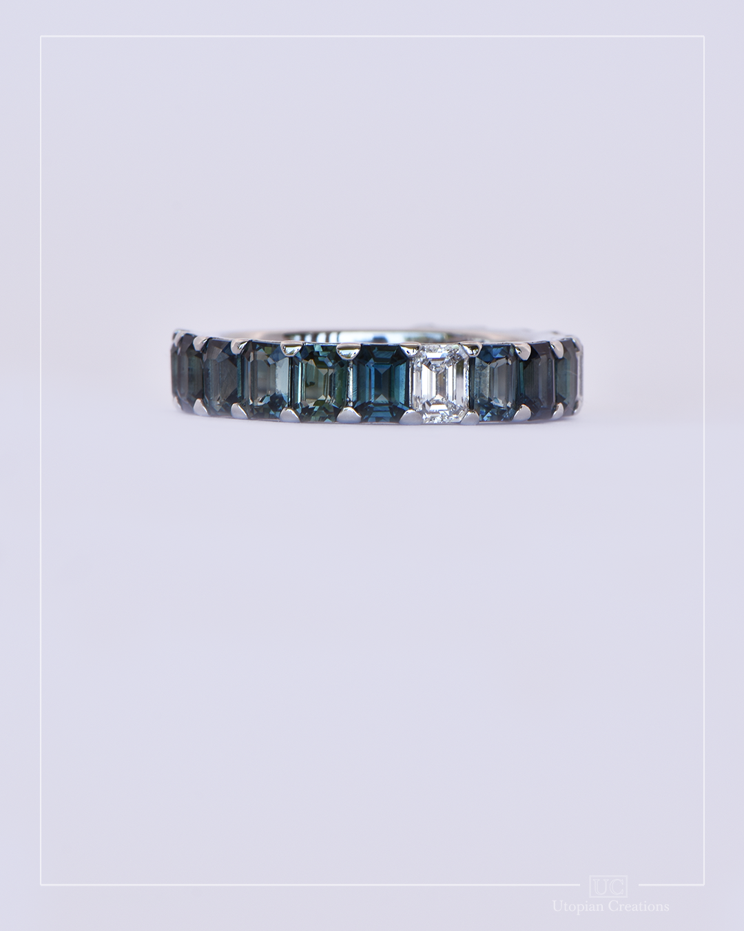 Florence Eternity Ring - Blue, Teal Australian Sapphires & Lab Diamonds