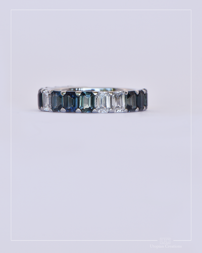 Florence Eternity Ring - Blue, Teal Australian Sapphires & Lab Diamonds