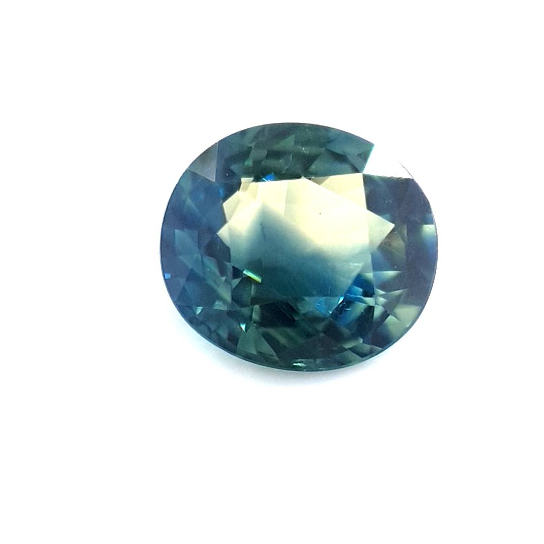 1.33ct Australian Sapphire, Parti, Blue, Yellow, Teal - Oval