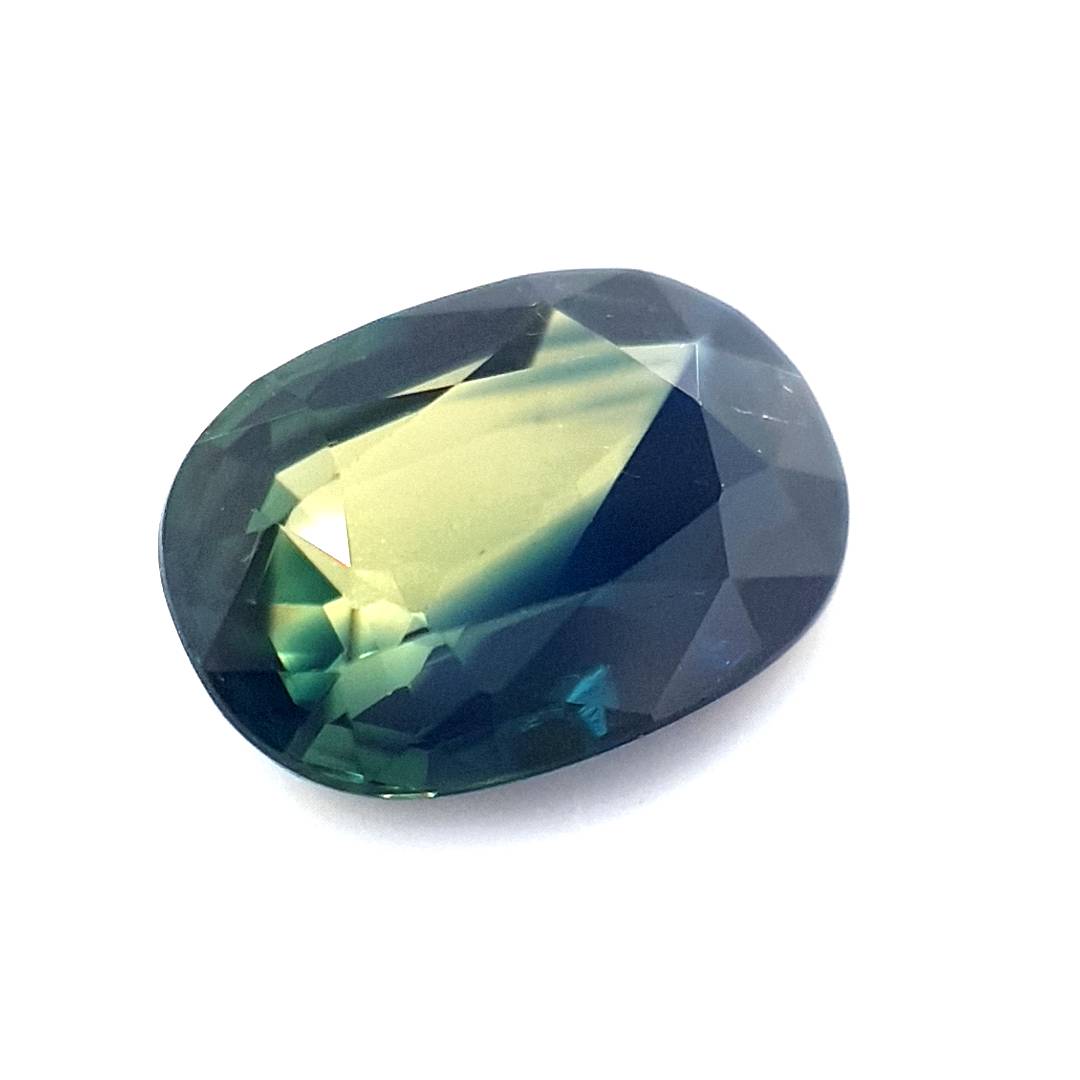 1.46ct Australian Sapphire, Parti, Blue, Yellow, Teal - Oval