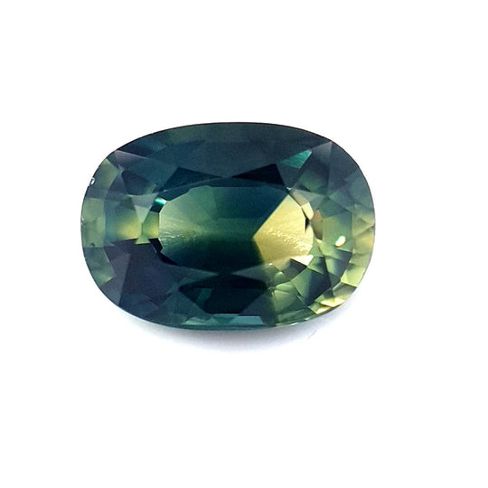 1.57ct Australian Sapphire, Parti, Blue, Yellow, Teal - Oval