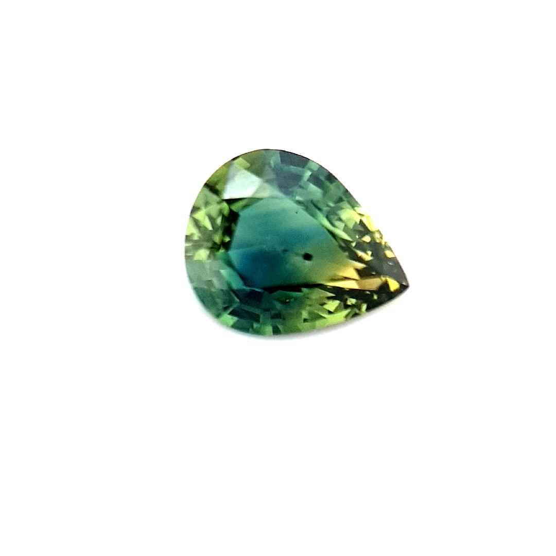 0.88ct Australian Sapphire, Parti, Blue, Green, Yellow - Pear Cut