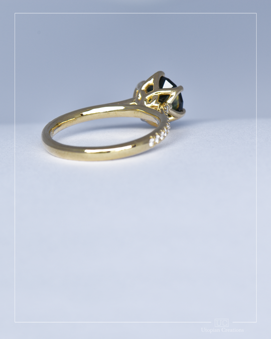 Green Parti Australian Sapphire Hibiscus Ring