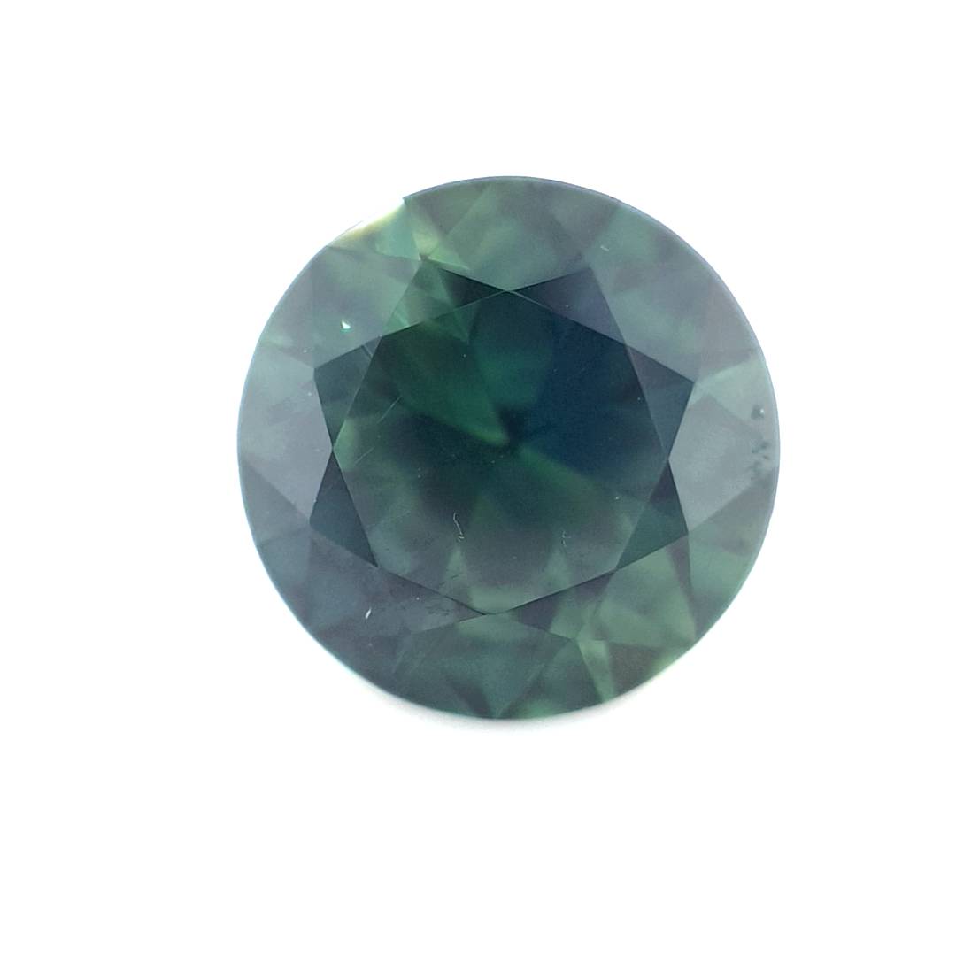 3.23ct Australian Sapphire, Deep Teal, Blue, Green Parti - Round