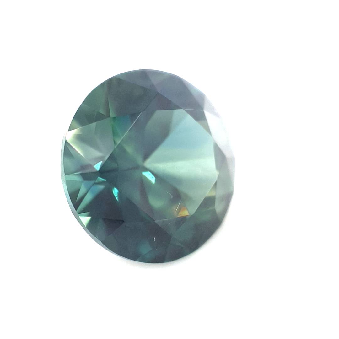 3.23ct Australian Sapphire, Deep Teal, Blue, Green Parti - Round