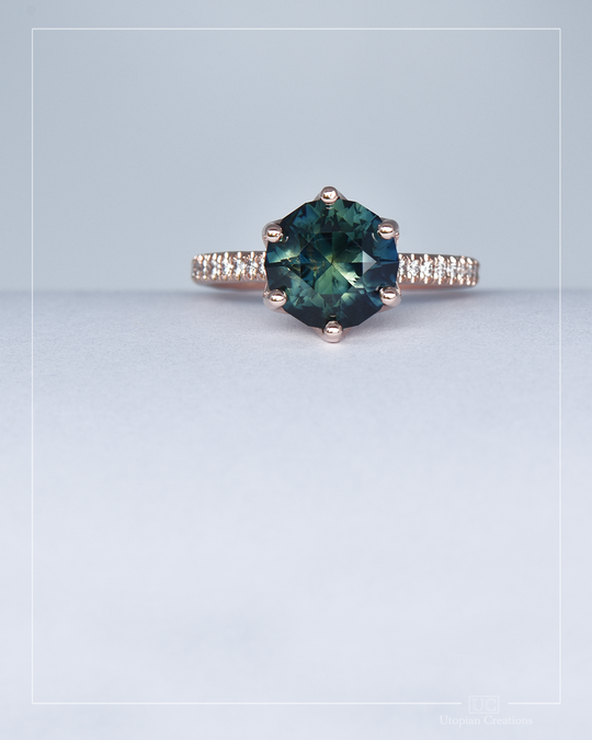 Blue Parti Australian Sapphire Hibiscus Ring