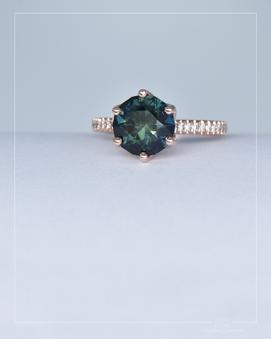 Blue Parti Australian Sapphire Hibiscus Ring