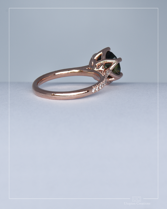 Blue Parti Australian Sapphire Hibiscus Ring