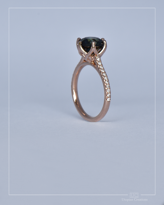 Blue Parti Australian Sapphire Hibiscus Ring