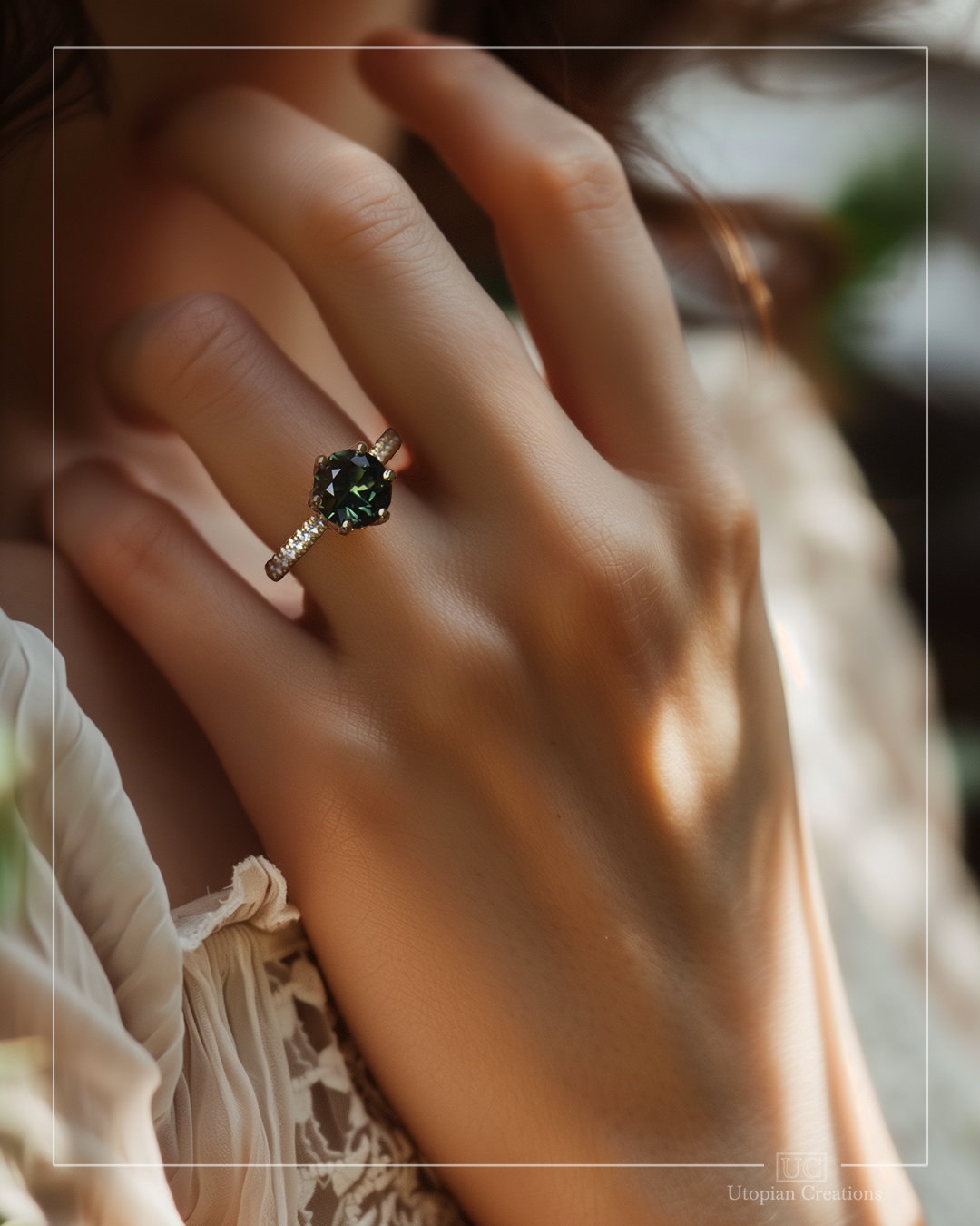 Blue Parti Australian Sapphire Hibiscus Ring