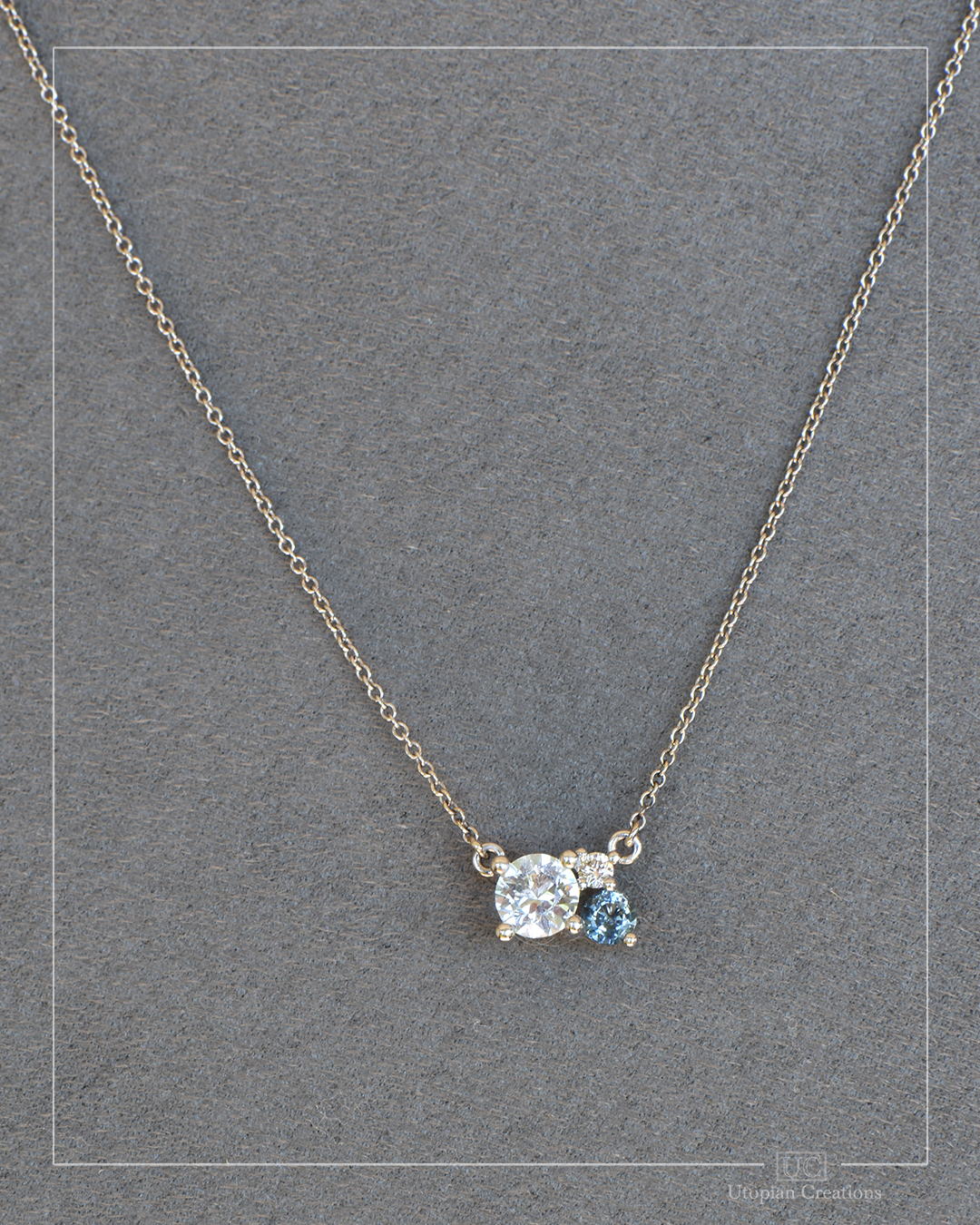 Acacia - Cluster Necklace - Topaz, Sapphire, Diamond