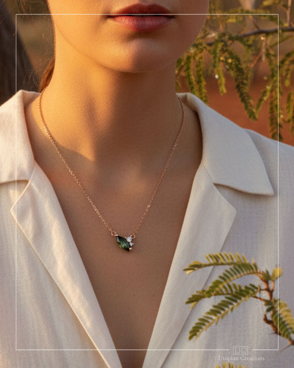 Olive - Acacia Cluster Pendant - Sapphire, Diamond