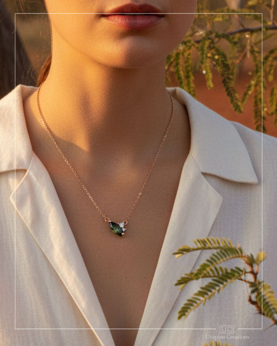Olive - Acacia Cluster Pendant - Sapphire, Diamond