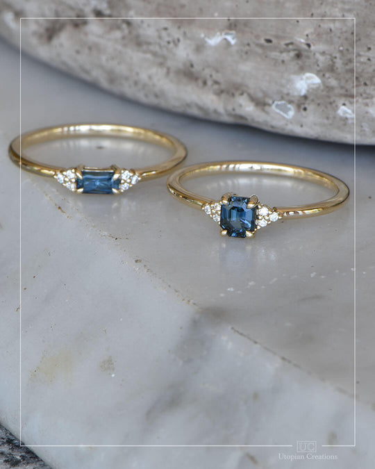 Amara - Blue Australian Sapphire and Diamond Ring