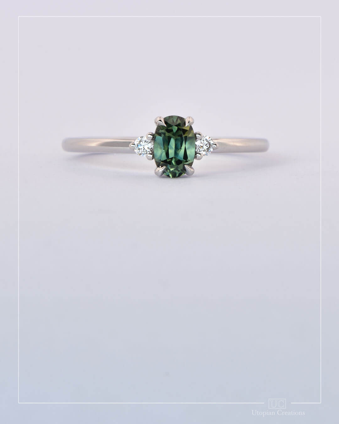 Amity - Green Australian Sapphire and Diamond Ring
