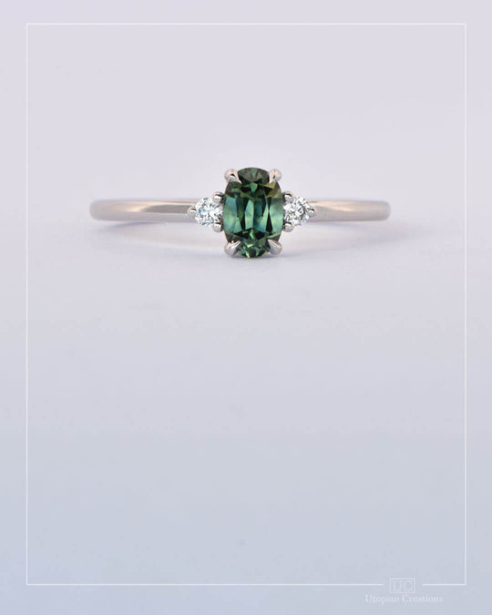 Amity - Green Australian Sapphire and Diamond Ring