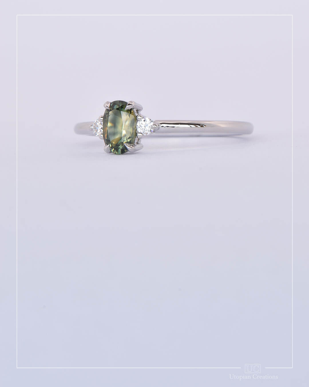 Amity - Green Australian Sapphire and Diamond Ring