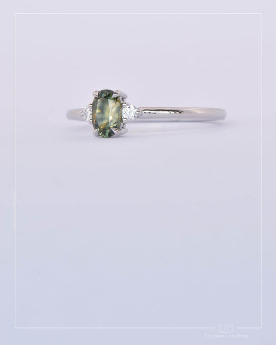 Amity - Green Australian Sapphire and Diamond Ring