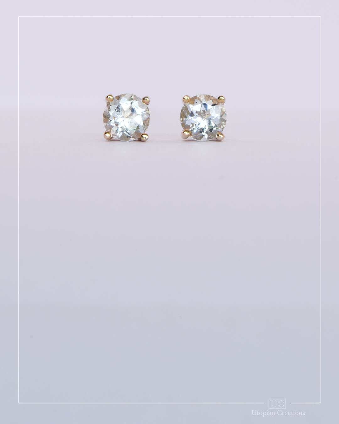 Australian Aquamarine Stud Earrings - Yellow Gold - 1ct
